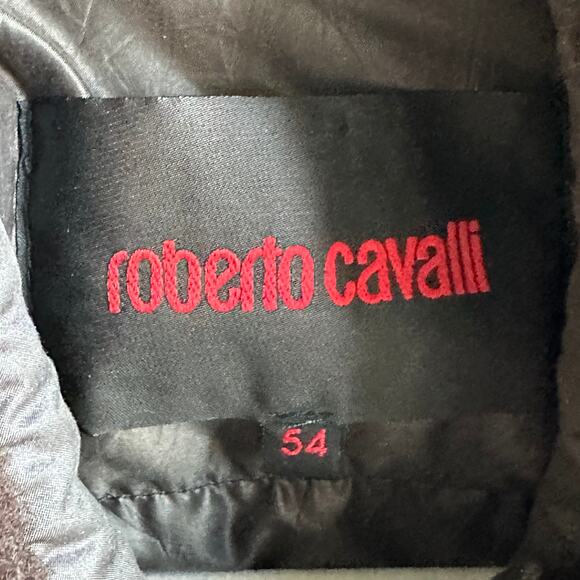 Roberto Cavalli Embossed Leather Trim Down Bomber Puffer Coat - Picture 9 of 12